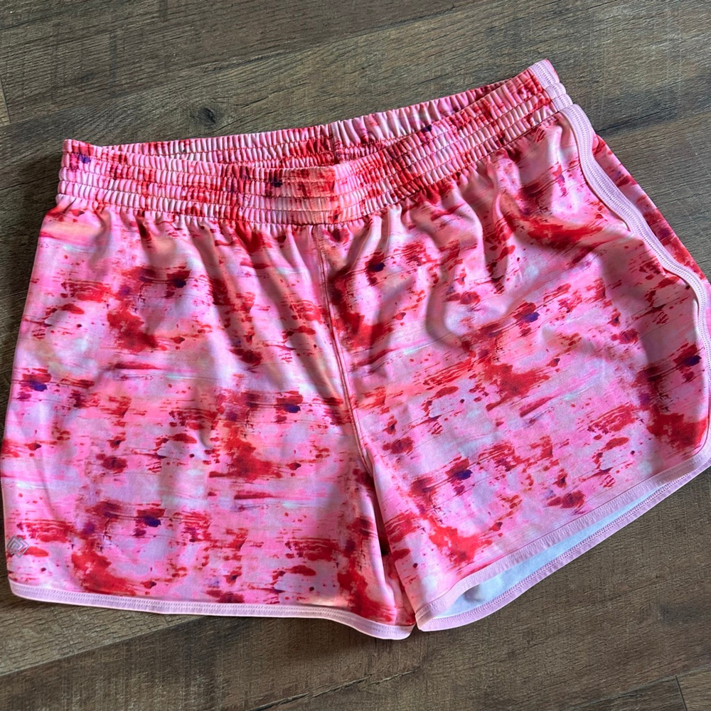Women's ZELOS Pink Red Tie Dye Athletic Shorts XXL